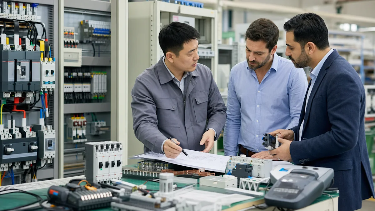 Documentary-style business scene for low-voltage electrical EPC, distributor and end-buyer development
