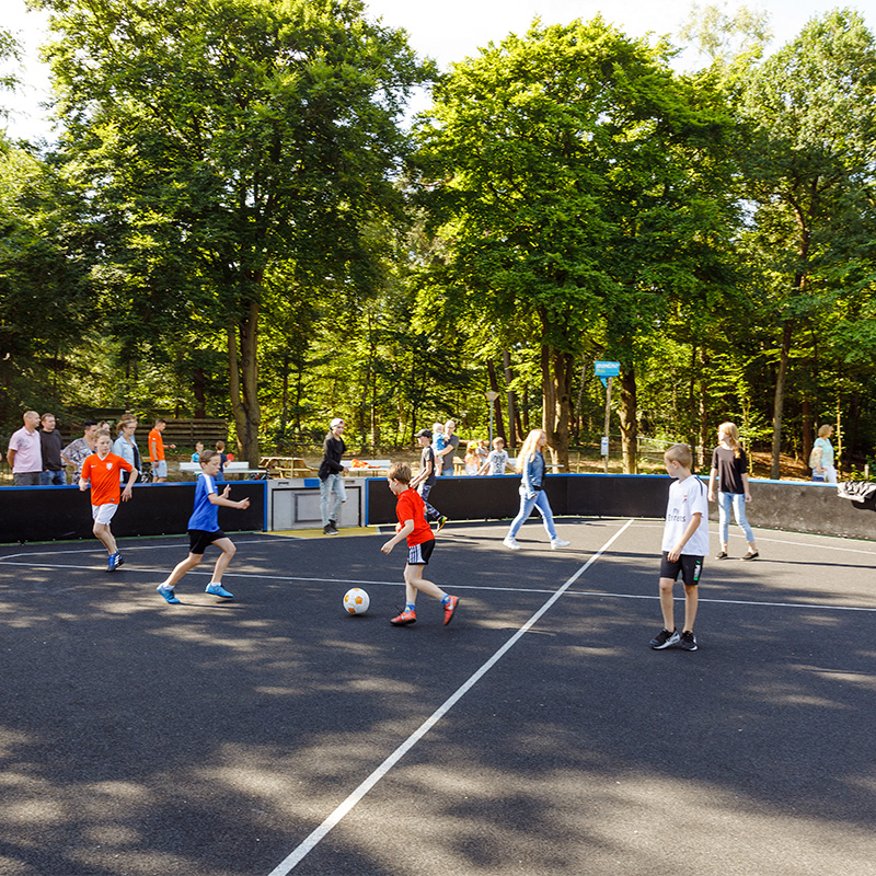 Children playing on the Lappset Toro at Recreation park Het Grote Bos, The Netherlands