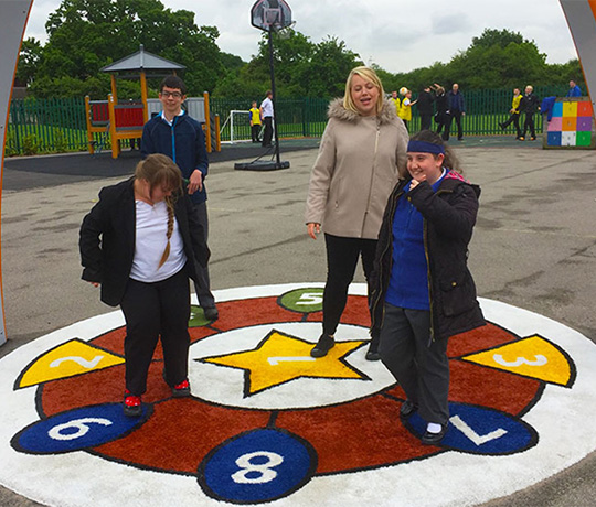 Lappset Sona Interactive dance and play arch at Castledon School, installed by Jupiter Play, UK