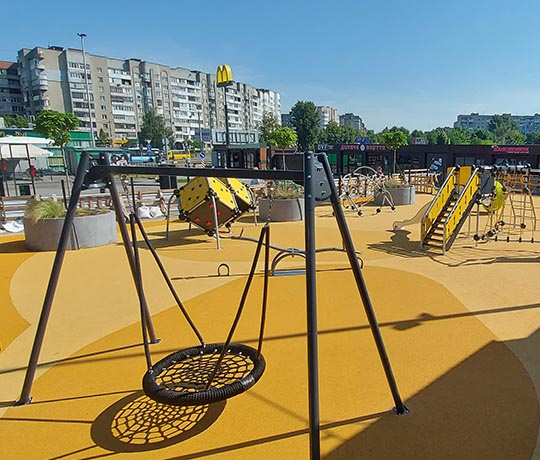 Playground in a shopping mall yard in Ukraine