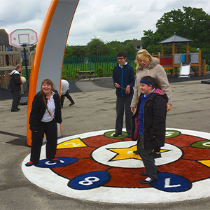 Lappset Sona Interactive dance and play arch at Castledon School, installed by Jupiter Play, UK