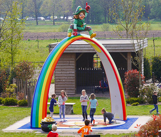 Children playing under a colorful-themed Sona