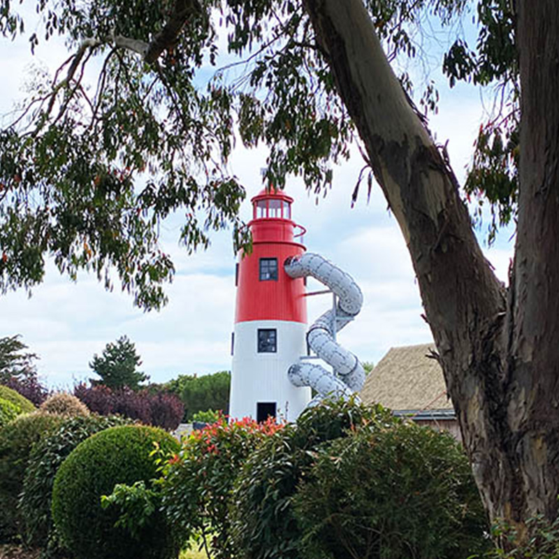 Lighthouse playground in holiday resort L'Océan Breton, France
