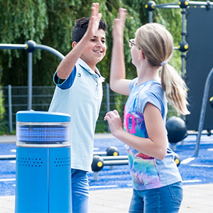 Lappset Memo Interactive play pillars at Juliana School, installed by Yalp Netherlands, NL