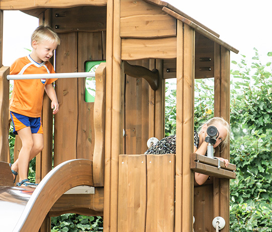 Children playing on a Flora product in Boshoek, The Netherlands