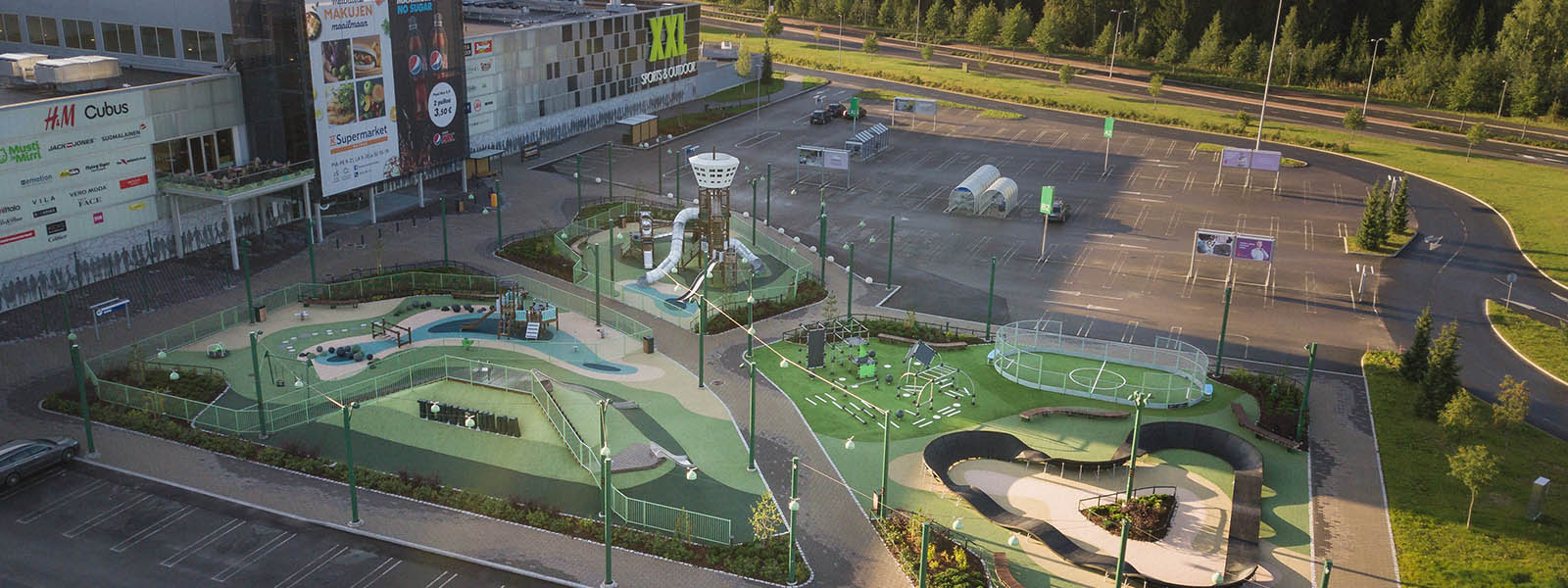 Activity park located in the yard of Matkus shopping center in Finland