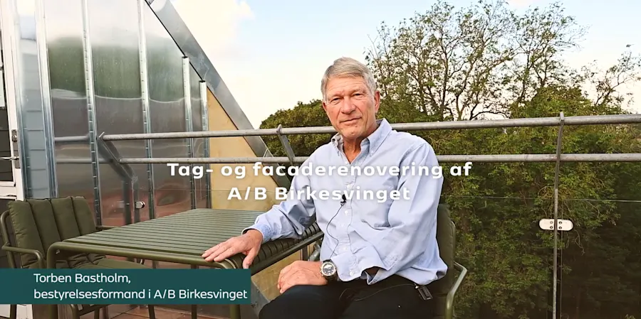  Se filmen og hør Torben Bastholm fortælle om erfaringerne med tag- og facaderenoveringen af A/B Birkesvinget og samarbejdet med Bang & Beenfeldt.