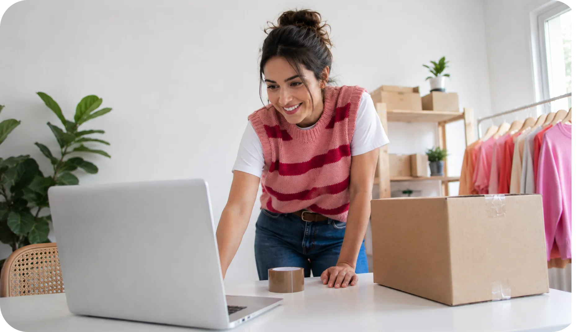 Mujer armando un pedido de su Empretienda