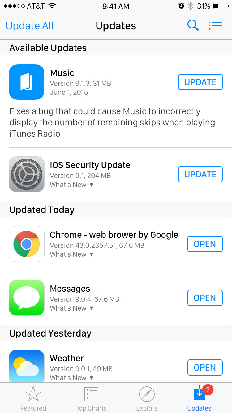 App store updates