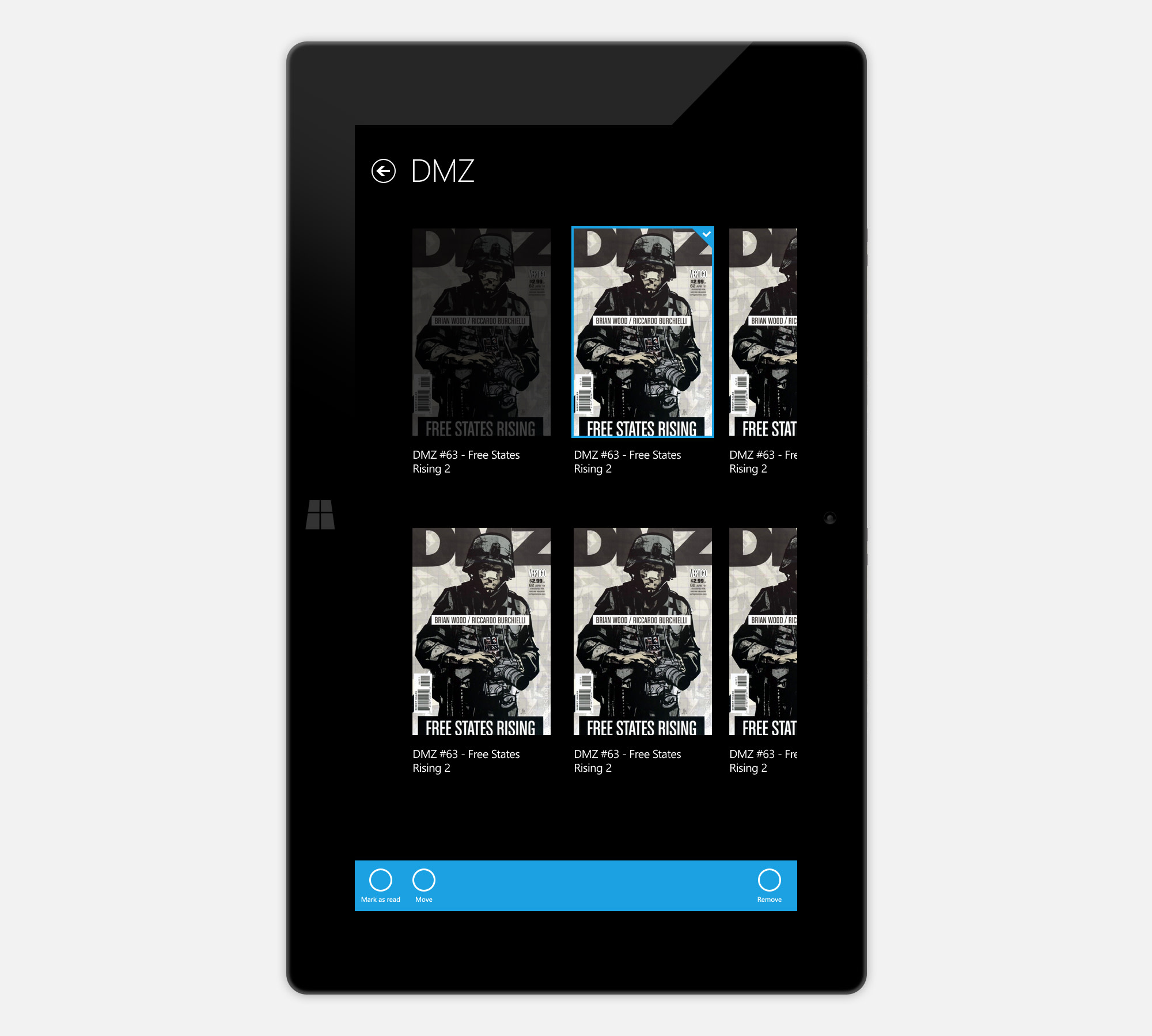 Comics for Windows 8: reading-portrait-issues-selected