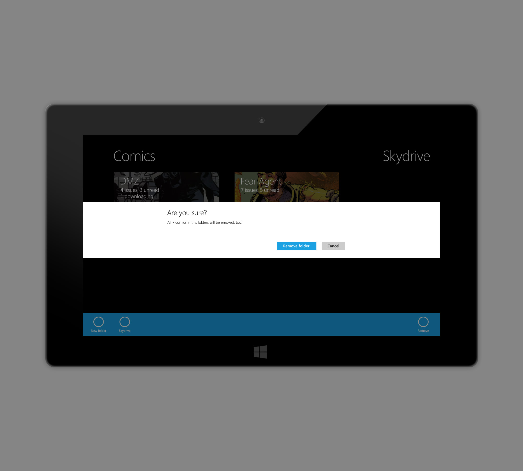 Comics for Windows 8: reading-landscape-main-removal