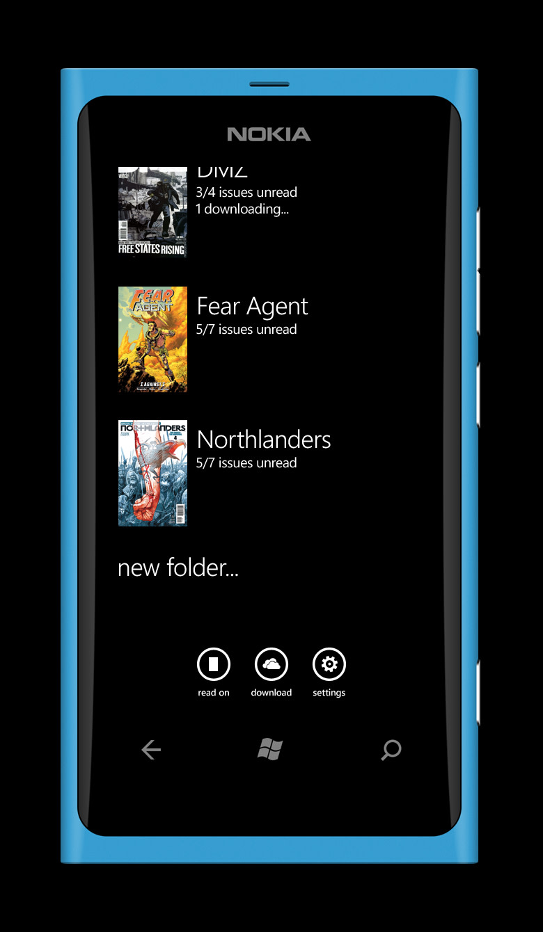 Comics for Windows Phone: folders