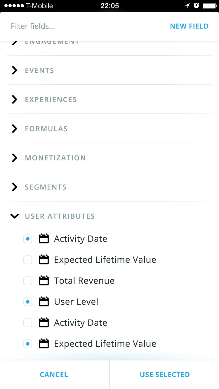 Omniata: Mobile field list