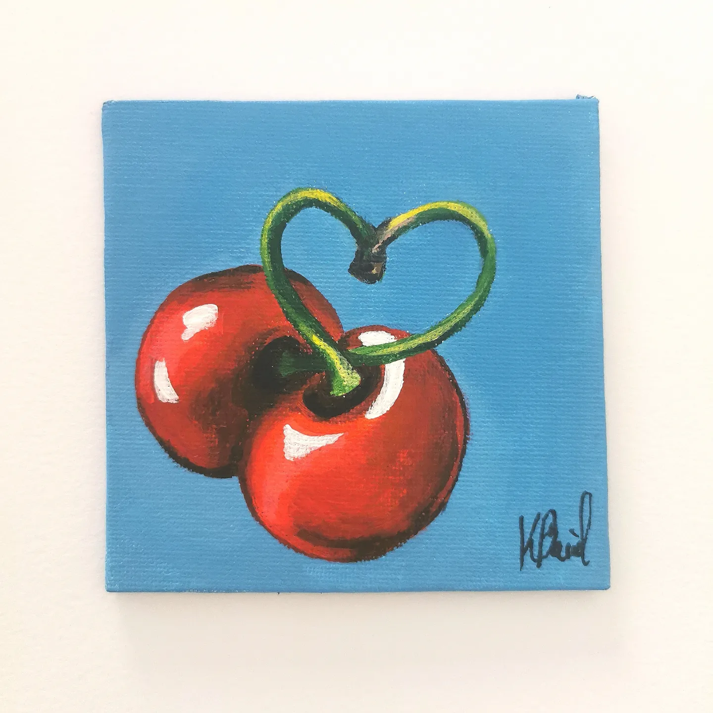 Cherry Painting Shaped As A Heart