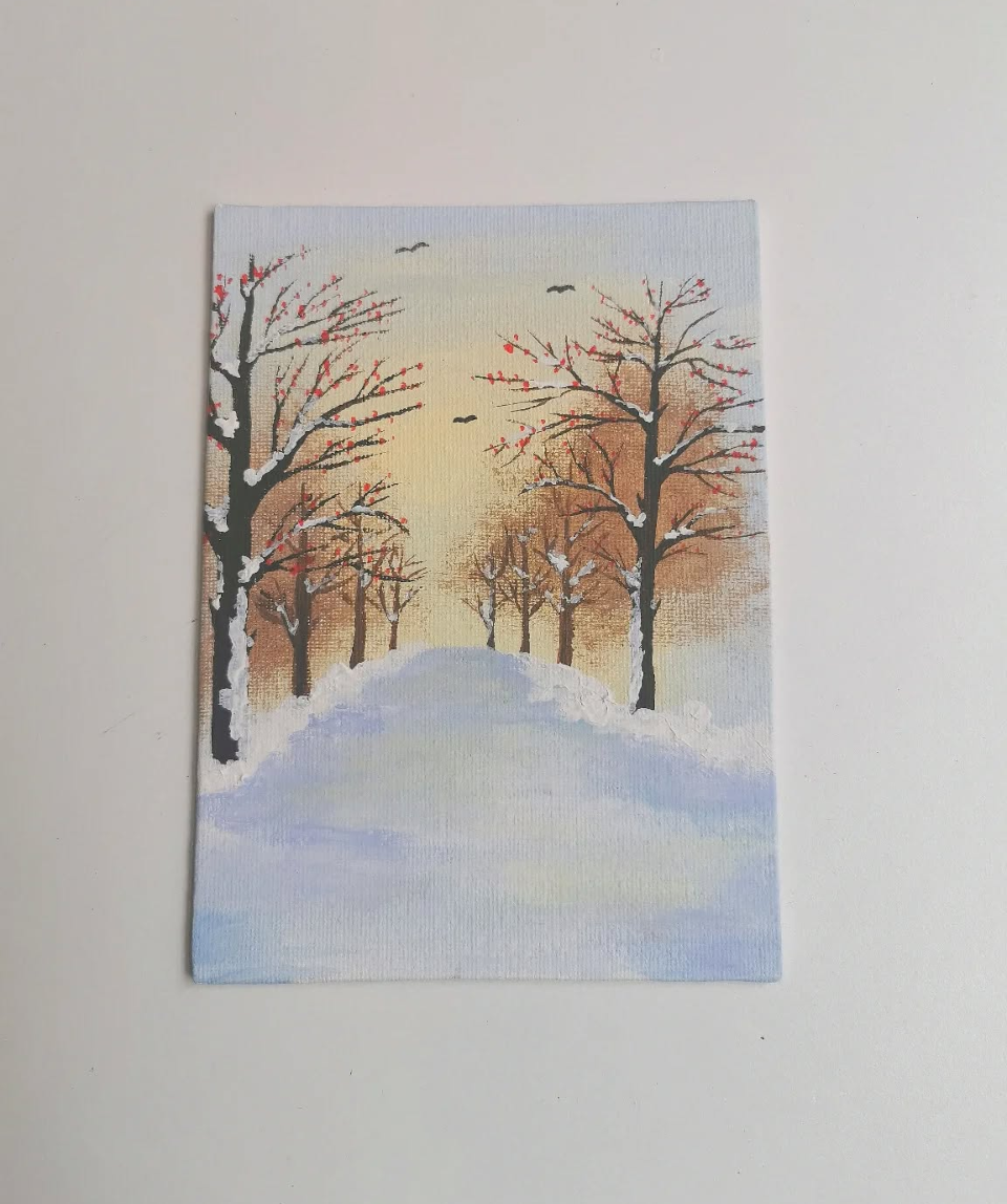 A5 canvas of snowy landscape
