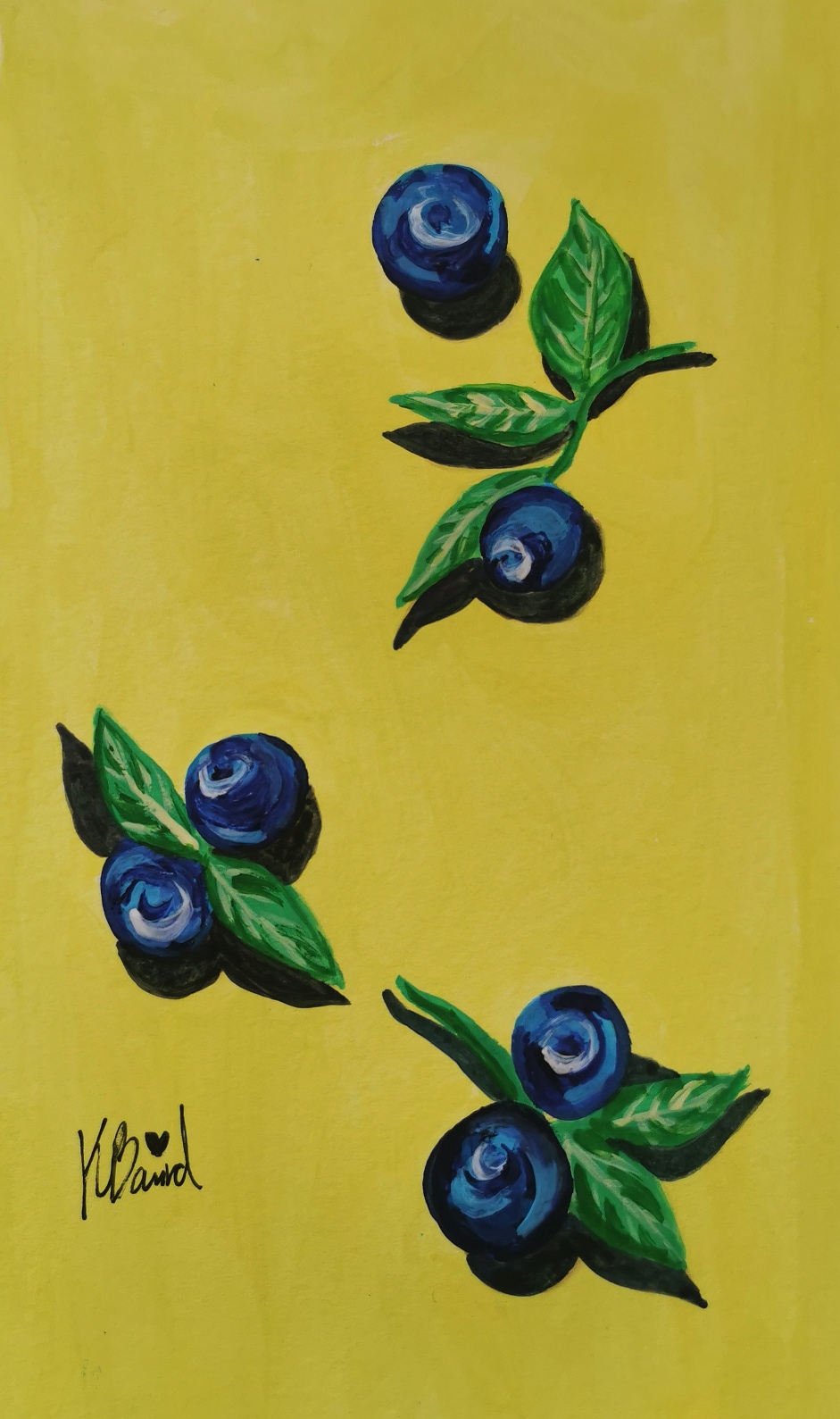 Blueberries On Yellow Background 