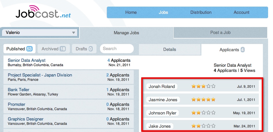 Jobcast Rating