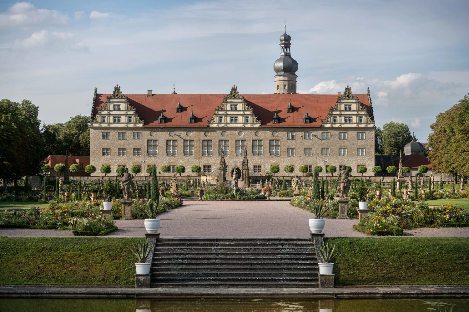 A castle with a castle garden