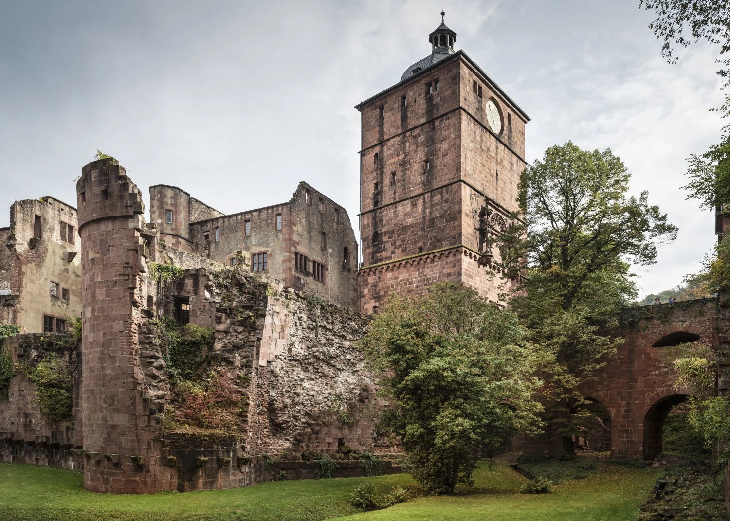 View of the destroyed gate tower of Heidelberg Castle