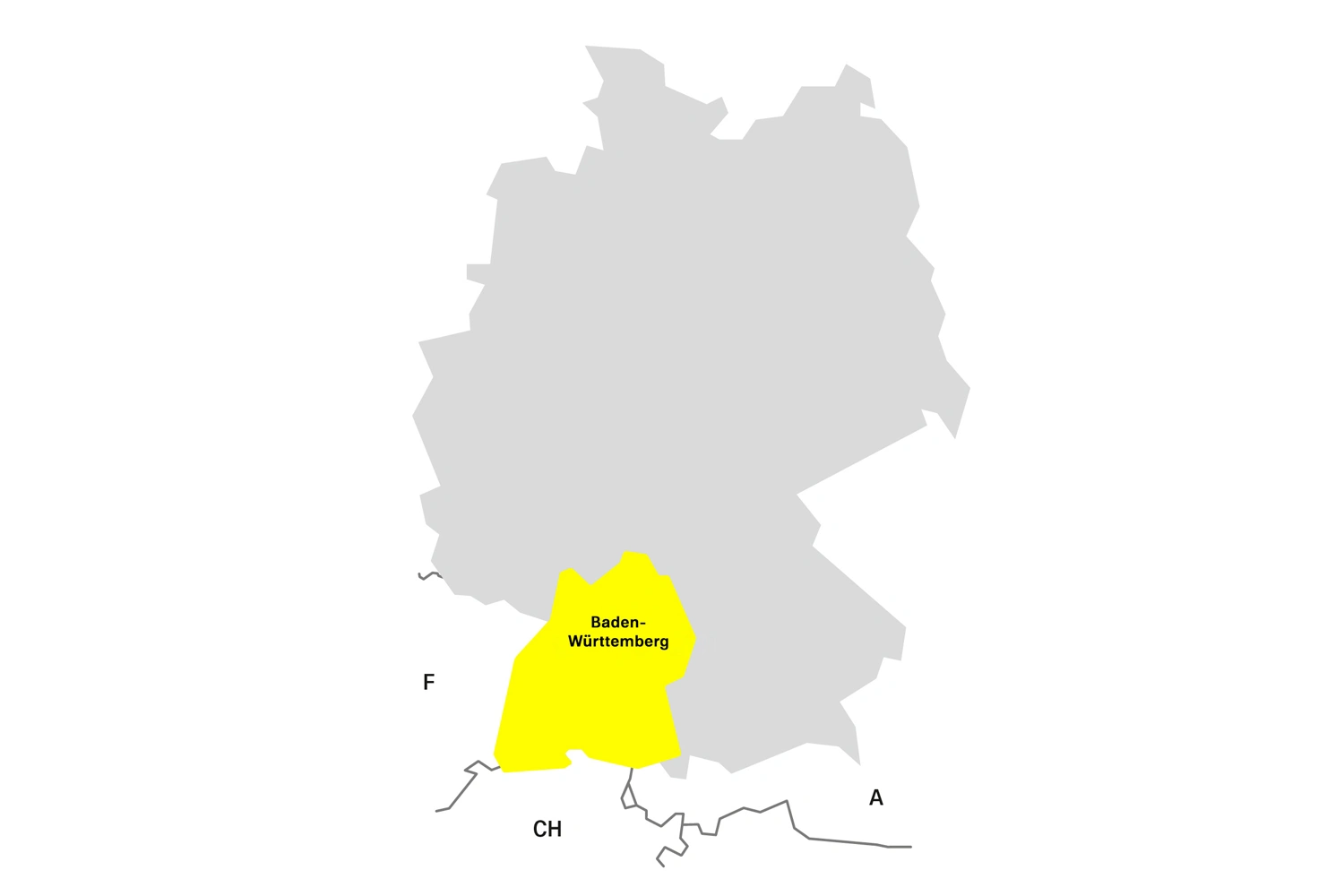 Einfache Darstellung einer Deutschlandkarte und der geografischen Lage von Baden-Württemberg