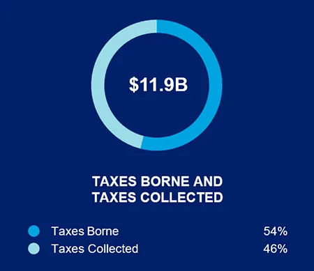 $11.9B Taxes borne and Taxes Collected. Taxes Borne 54%. Taxes Collected 46%.