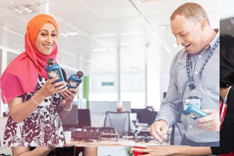 Sam Latif inspecting P&G products