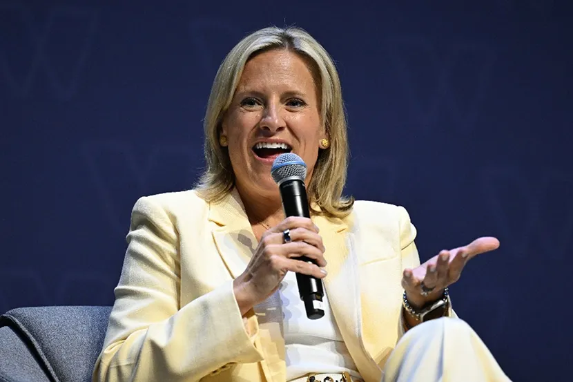 Stacey Reherman, P&G North America Head of Sports Marketing, speaking on stage at the IWG Women & Sport Summit.