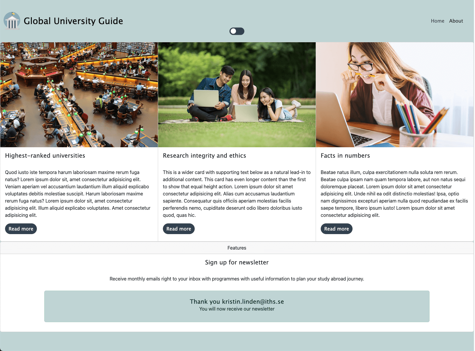 Website for University