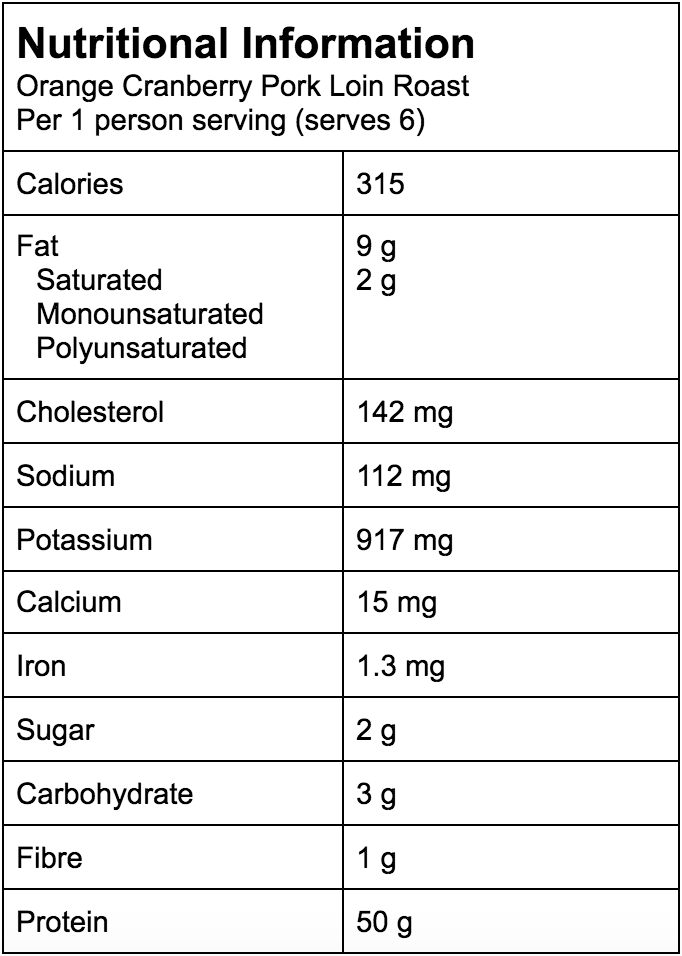 Orange Cranberry Pork Loin Roast Conestoga Meats Canada Farm Fresh Pork