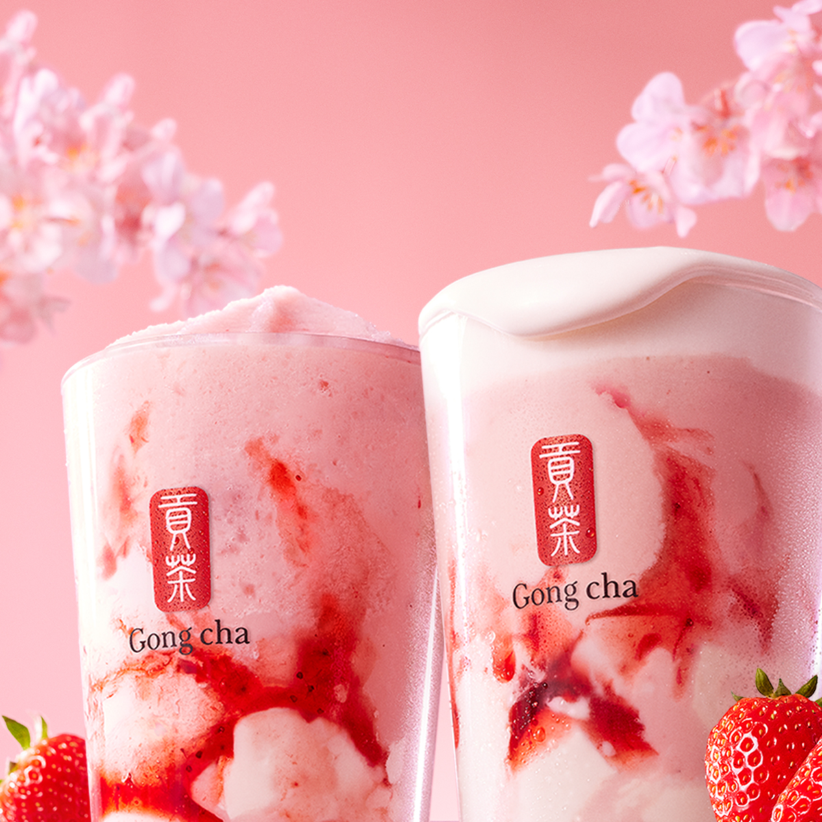 Gong Cha New Strawberry Almond Series at Westfield Helensvale