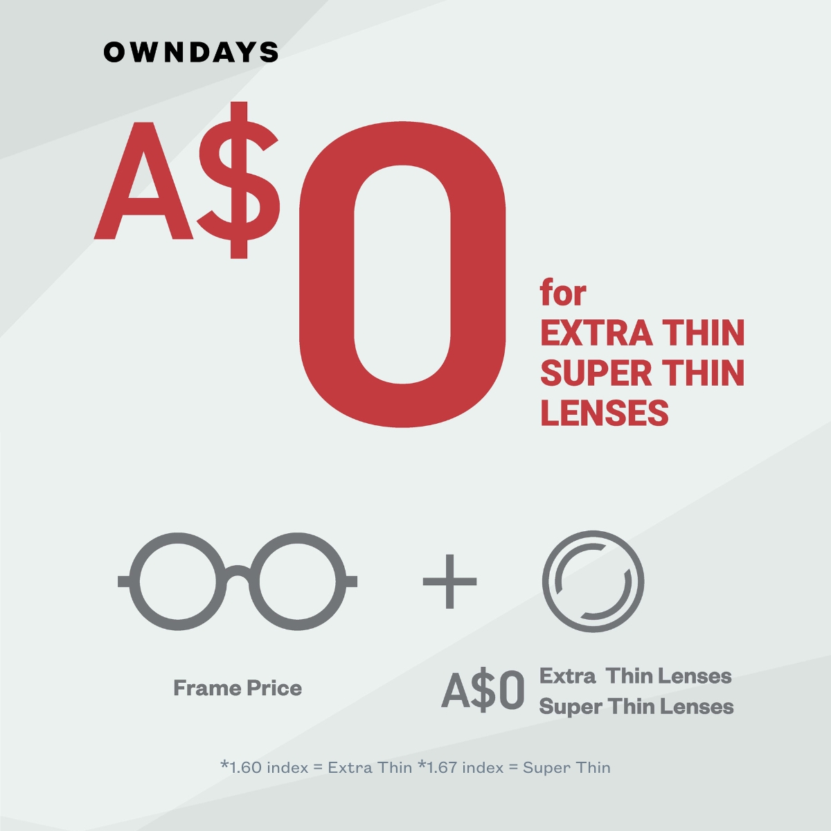 OWNDAYS 0 top Up to Thinner Lens at Westfield Sydney