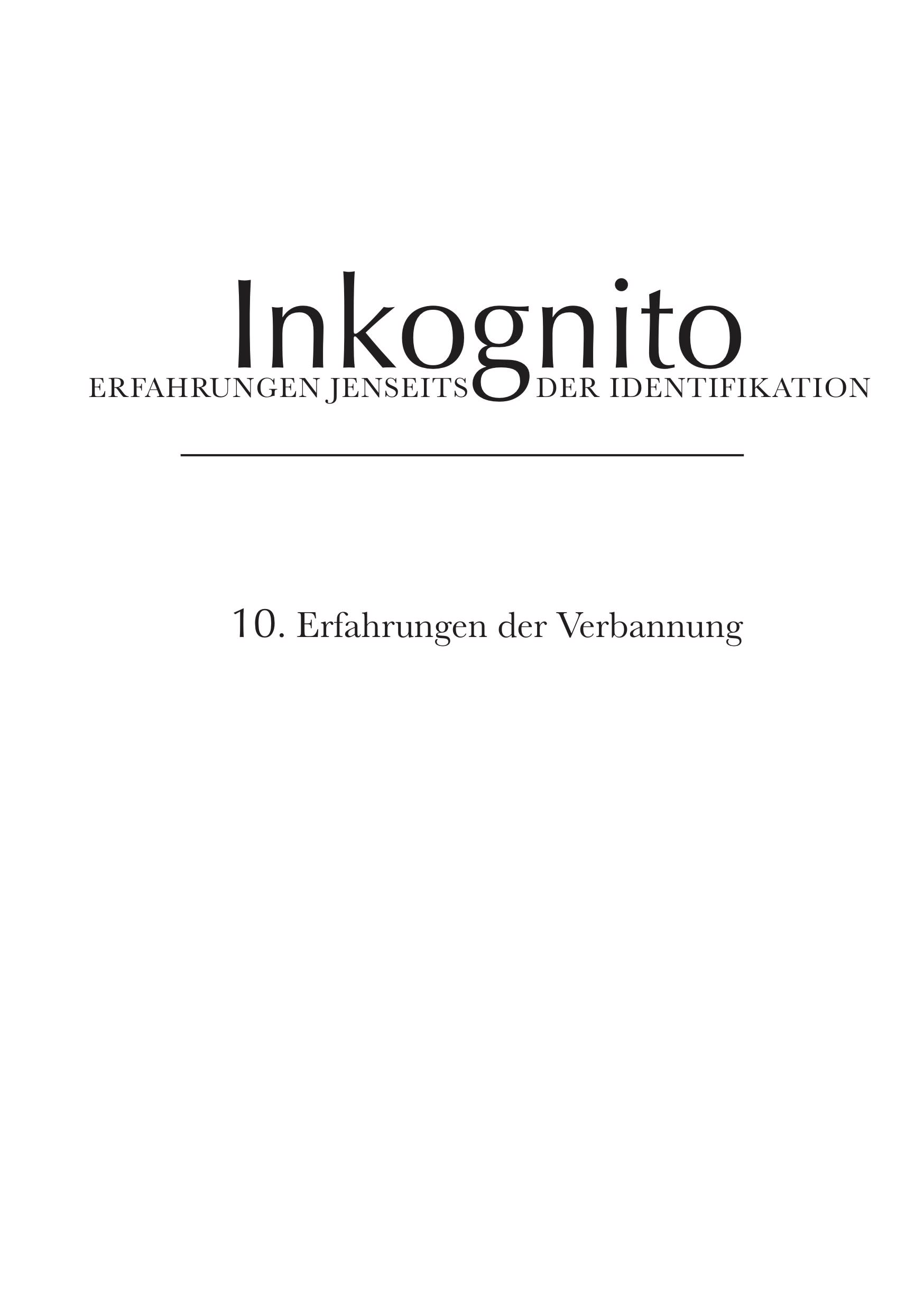Cover Image for Inkognito: Erfahrungen der Verbannung