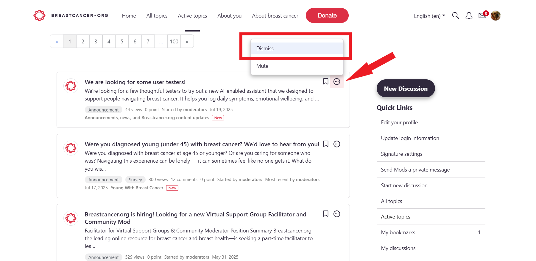 Dismiss function image