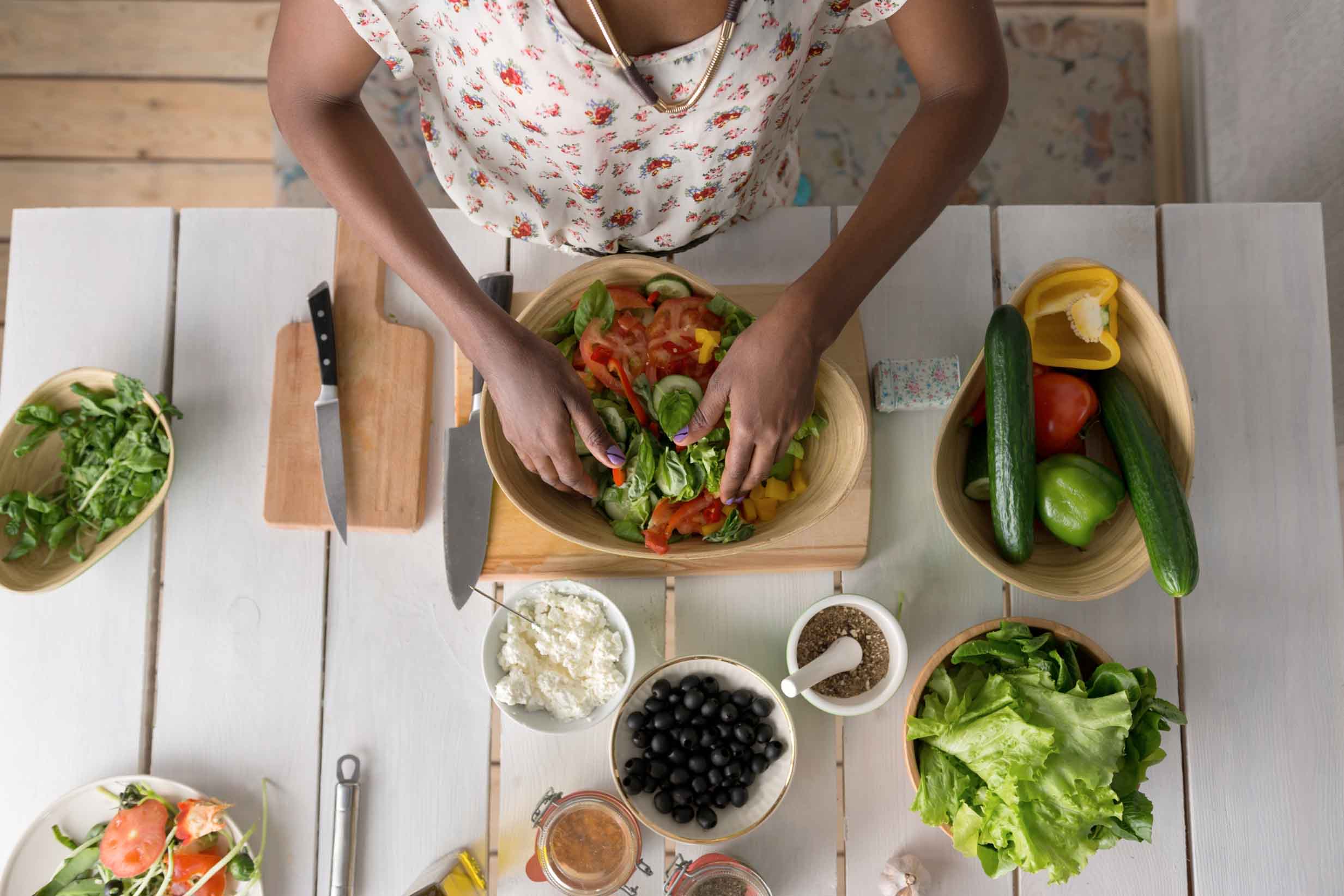 Woman making salad 2466x1644