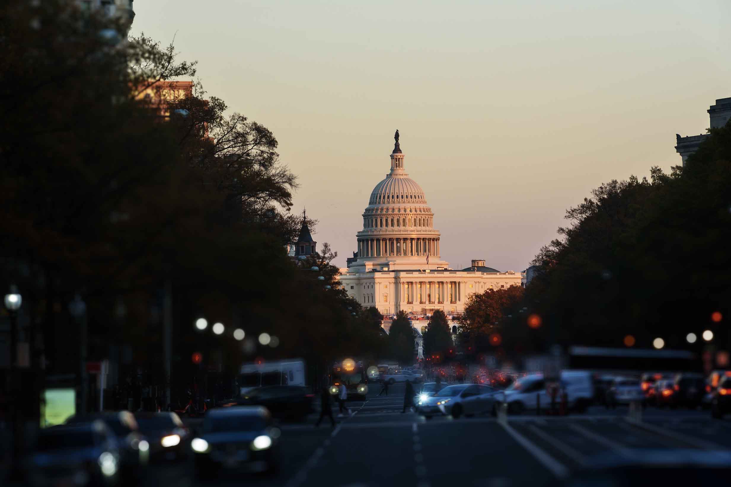 View from street of U.S. Capitol Building.